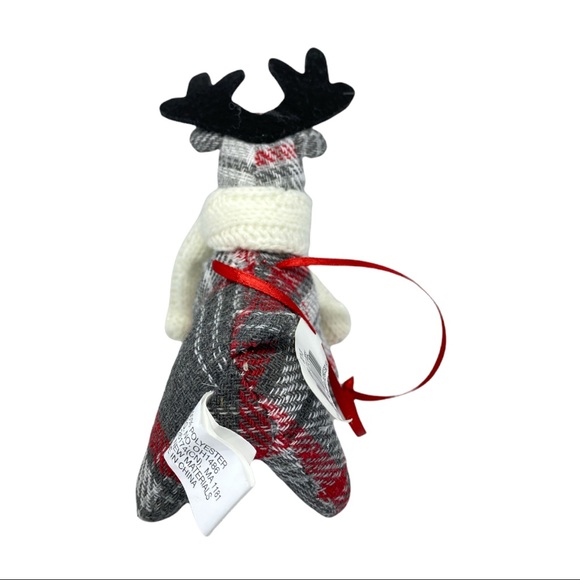 Holiday Lane Plaid Fabric Deer Ornament For Christmas Tree - Picture 2 of 5